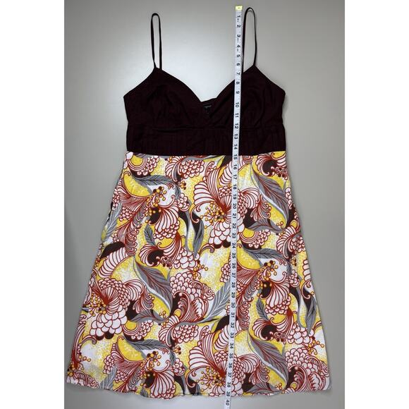 VTG 90s Y2K Intrigue Babydoll Dress Womens 10 Brown Floral Retro Geo Made In USA - Picture 7 of 15